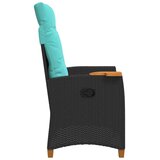  Fotelja za ležanje s pločom za čaj 62 x 64 x 112 cm poliratan - Crna i tirkizna | shoptok.hr