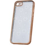 Clear Case silikonski ovitek Hologram za iPhone 7 / 8 / SE 20202 - prozoren s srčki in zlatim robom | Shoptok.si