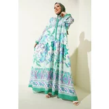 Bigdart 2423 Authentic Patterned Hijab Dress - D. Mint