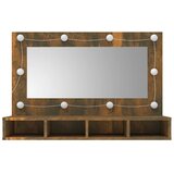 Ormarić s ogledalom LED boja dimljenog hrasta 90 x 31,5 x 62 cm | Eponuda.ba