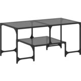 The Living Store Klubska mizica s črno stekleno površino 98,5x50x45 cm jeklo - Klubska Mizica, (21496428) | Shoptok.si