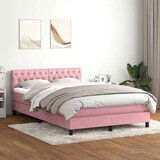  Box spring postelja z vzmetnico roza 140x210 cm žamet, (22011483) | Shoptok.si