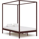  Posteljni okvir z baldahinom temno rjav iz borovine 120x200 cm Cene