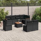 Maison Chic Seti vrtnega pohištva - Vrtna garnitura - Vrtni pohištvo set 9-delna z blazinami črn poli ratan, (21797033) | Shoptok.si