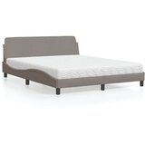 Krevet s madracem Dover smeđesivi 160x200 cm tkanina | Eponuda.com