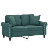 vidaXL Kavč dvosed z okrasnimi blazinami temno zelen 120 cm žamet | Shoptok.si
