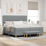 vidaXL Postelja s pomičnim podom z vzmetnico in klopjo svetlo siva 200x200 cm tkanina, (22049392) | Shoptok.si