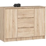 AKORD Komoda, 2 Vrata In 3 Predali, Hrast Sonoma, (5000332153) | Shoptok.si