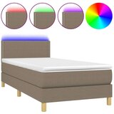  Krevet box spring s madracem LED smeđesivi 100x200 cm tkanina | shoptok.hr