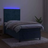 vidaXL Box spring postelja z vzmetnico LED temno modra 80x200 cm žamet | Shoptok.si