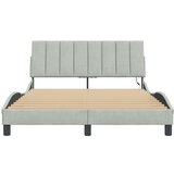 vidaXL Posteljni okvir z LED lučmi svetlo siv 140x200 cm žamet | Shoptok.si