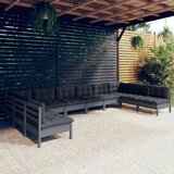 Maison Chic Seti vrtnega pohištva - Vrtna garnitura - Vrtni pohištvo set 10-delna z blazinami siva borovina, (21812542) | Shoptok.si