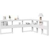 vidaXL Knjižnica vzglavje L-oblike bela 150 cm trdna borovina | Shoptok.si