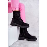 Boto Women's Lace-up Suede Flat Heel Boots Black Firmina | Shoptok.si