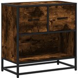 Maison Chic Nočna omarica - Nočna miza dimljeni hrast 60x31x60 cm inž. les in kovina, (21688137) Cene