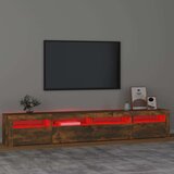 TV ormarić s LED svjetlima boja dimljenog hrasta 240x35x40 cm | shoptok.hr