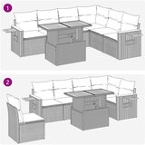 7-dijelni set vrtnih sofa poliratan i bagrem s jastucima sivi | shoptok.hr