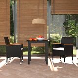 The Living Store Vrtna jedilna garnitura 3-delna z blazinami poli ratan črna - Jedilna Garnitura, (21461751) | Shoptok.si