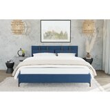 Ropez Temno modra oblazinjena zakonska postelja z letvenim dnom 200x200 cm Tulsa – | Shoptok.si