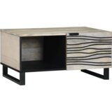 vidaXL Klubska miza Bela, Črna 80 x 50 x 40 cm Trdnina mango lesa | Shoptok.si