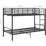  Krevet na kat crni metalni 90 x 200 cm | shoptok.hr