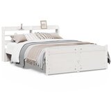 Maison Chic Posteljni okvir - Dvoposteljna postelja - Zakonska postelja z vzglavjem bel 150x200 cm trdna borovina, (21694903) | Shoptok.si