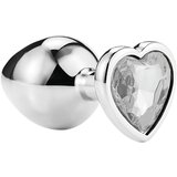 Sunfo metalni analni dildo sa kamenom u obliku srca (srebrno-bijeli) | shoptok.hr