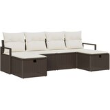  Set Kauča u Vrtu od 6 Dijelova s Jastucom Smeđa Poli Ratan Dvosjed Vrtni Kauč s Prostorom za Skladištenje i Jastucom Smeđa Poli | shoptok.hr