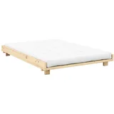 Zakonska postelja iz masivnega bora z letvenim dnom 140x200 cm v naravni barvi Social Bed –