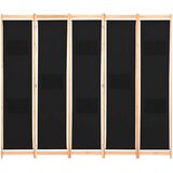 Sobna pregrada s 5 panela od tkanine 200 x 170 x 4 cm crna | shoptok.hr