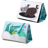 BabyOno Reversible Sensory Cloth Book 0m+ edukativna knjiga kontrastnih boja sa zrcalom Safari 1 kom | shoptok.hr