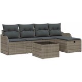 vidaXL Vrtna sedežna garnitura z blazino 6 pcs Siva Poly ratan, (5000143990) | Shoptok.si