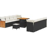  set vrtnih kavčev s 11 kosi in blazinami Črn Poli Ratan Akacija | Shoptok.si