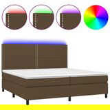 vidaXL Krevet box spring s madracem LED tamnosmeđi 200x200 cm tkanina | shoptok.hr