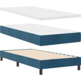 Box Spring Krevet s Madracem Tamnoplavi 100x200 cm Baršun | shoptok.hr