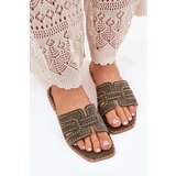 Boto Embellished Flat Sandals Green Anniles | shoptok.hr