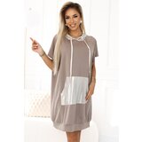 numoco basic 591-1 Kangaroo dress with hood and metallic details – Mocha Mousse | | Shoptok.si
