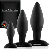 Long.Session Analplug Set from Skin-Friendly Silicone Black 3 pack
