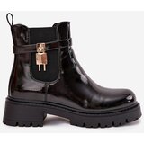 Boto Patent leather ankle boots with lining with gold detail black Talyra | shoptok.hr