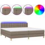  box spring s madracem LED smeđesivi 200x200 cm tkanina | shoptok.hr
