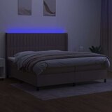 vidaXL Krevet box spring s madracem LED smeđesivi 200x200 cm tkanina | shoptok.hr