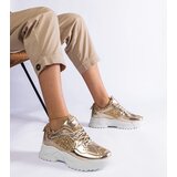 Gemre Caraballo women's gold sneakers with glitter inserts | Shoptok.si