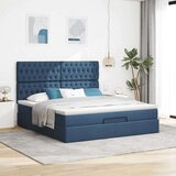 vidaXL Otomanski posteljni okvir z vzmetnico moder 180x200 cm blago | Shoptok.si