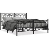 vidaXL Kovinski posteljni okvir z vzglavjem in vznožjem črn 160x200 cm | Shoptok.si