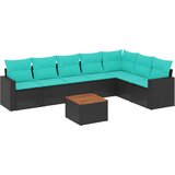  Vrtna garnitura - 8-dijelni set vrtnih sofa od poliratana s jastucima crni - Crna 1 | shoptok.hr