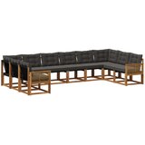 vidaXL Zunanja garnitura za sedenje z blazino 10 pcs Naravna in črna, (5000279827) | Shoptok.si