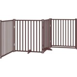 vidaXL Vrata za pse s vratima sklopiva 4 panela smeđi hrast 320 cm | shoptok.hr
