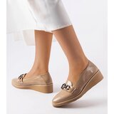 Gemre Beige patent wedge loafers Erin | Shoptok.si