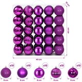  Set božićnih kuglica 50 kom. Lila 8 cm Polistiren | shoptok.hr