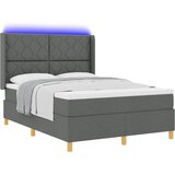  Krevet s opruga kutije s LED trakama Siva 140 x 190 cm tkanina | shoptok.hr